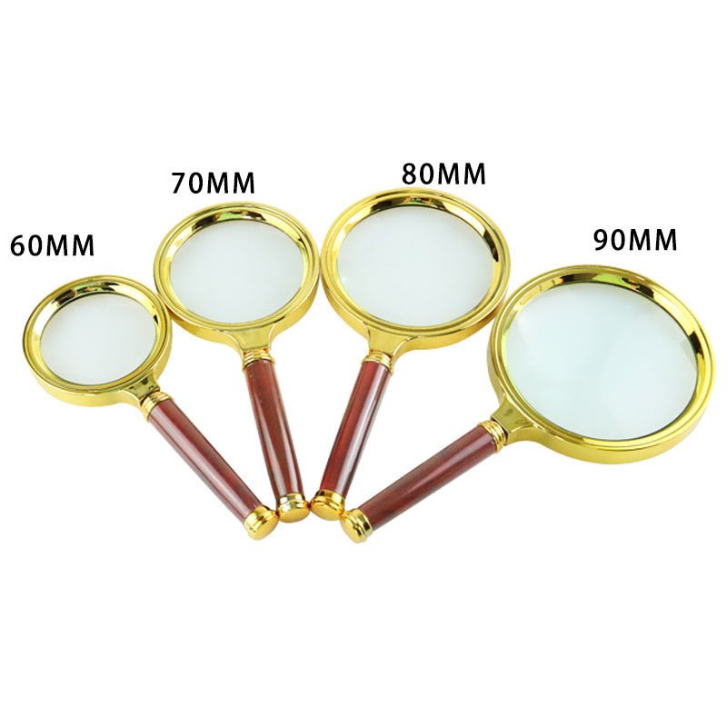 Premium 10X 90mm Magnifying Glass Red Gold Handheld Reading Inspection Lens