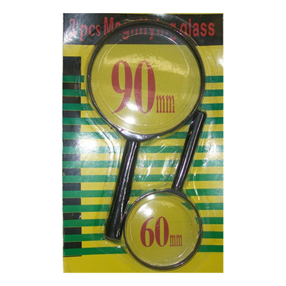 2-Pack Magnifying Glasses Set (90mm & 60mm) for Reading & Inspection - Black