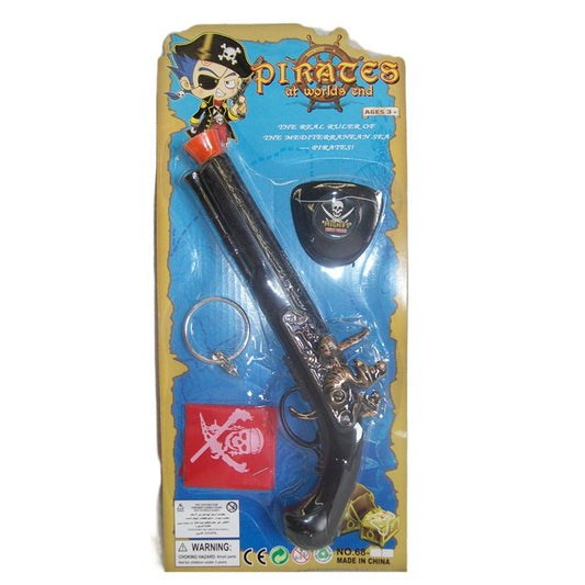Premium 2x Pirate Pistol Sets with Eye Patch & Headband for Costumes