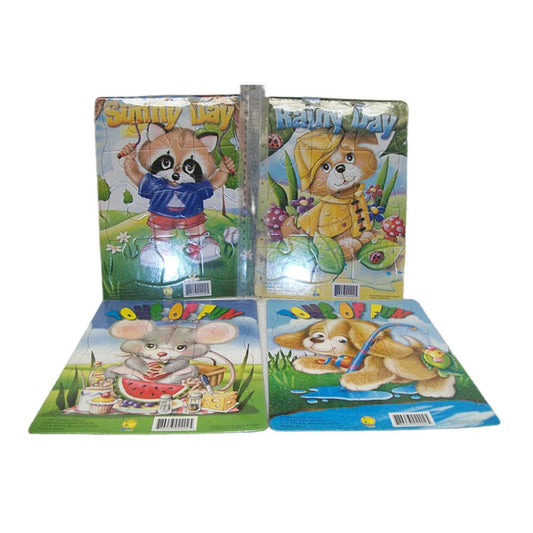 4-Pack Assorted Frame Tray Puzzles - Fun Learning
