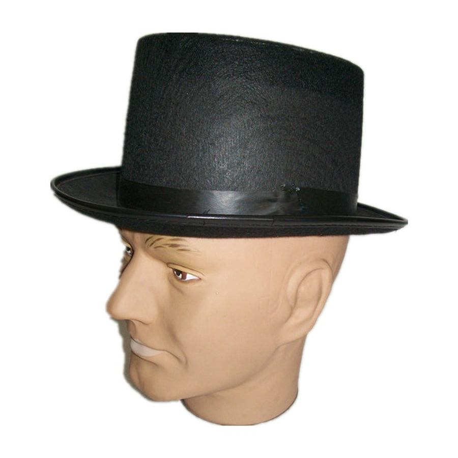 Black flocked tophat party hat - SuperSaverAU - view 1