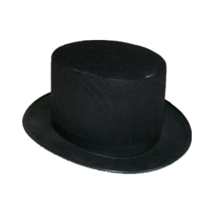 Black flocked tophat party hat