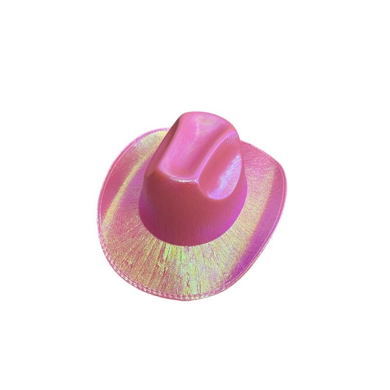 Holographic Cowboy Party Hat - Adult Size - Assorted Colors: Rose, Pink, White, Green, Yellow, Purple - SuperSaverAU - view 3
