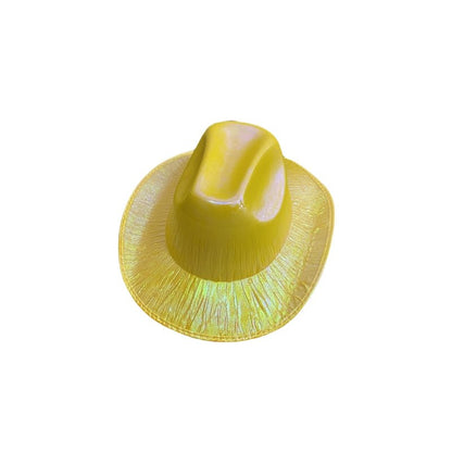 Holographic Cowboy Party Hat (Adult Size) - Rose