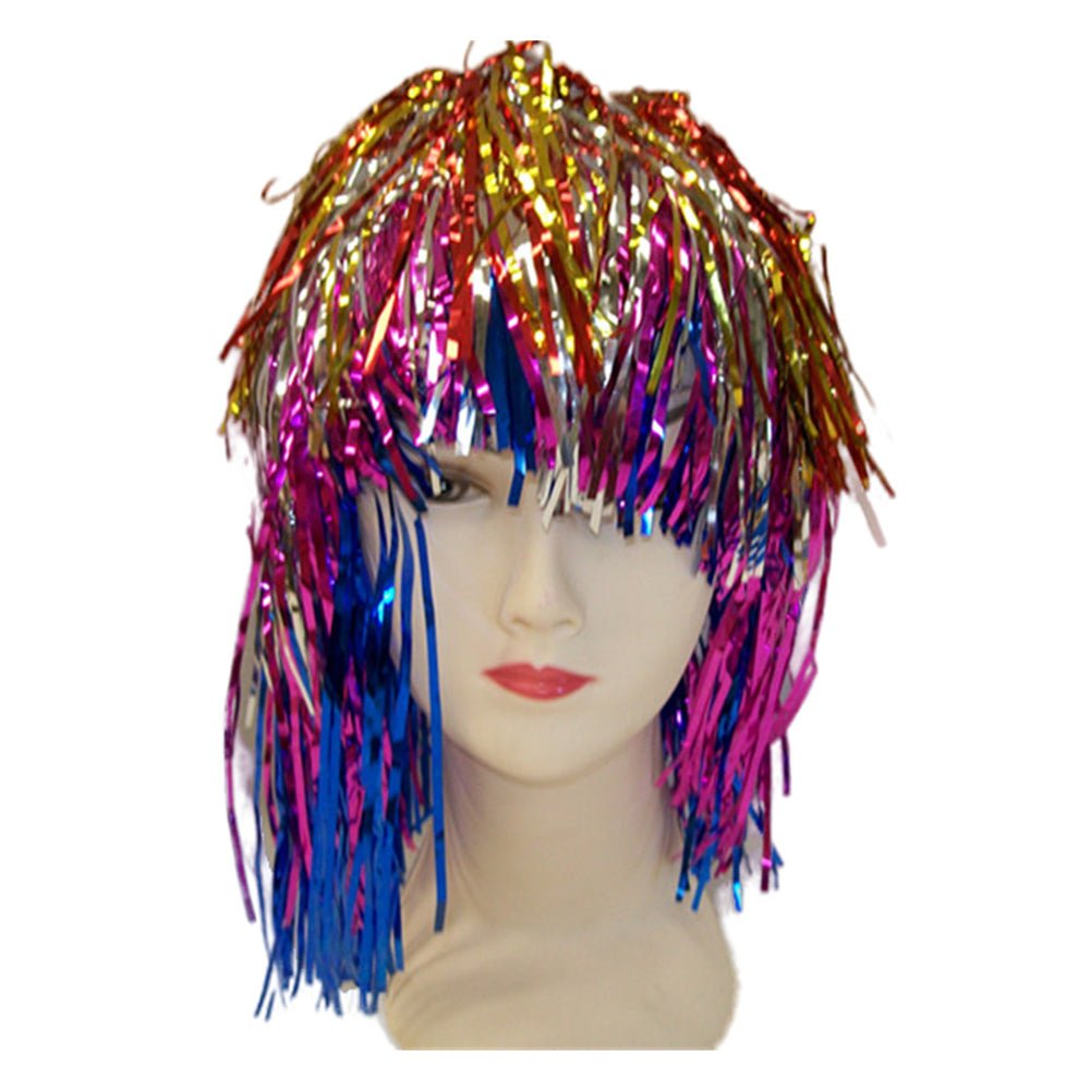 Multi-Colored Tinsel Wig - Eye-Catching Accessory - SuperSaverAU - view 1
