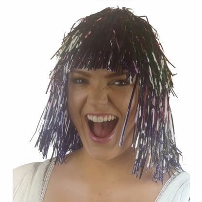Multi-Colored Tinsel Wig - Eye-Catching Accessory