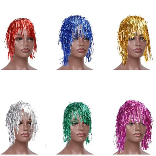 Party tinsel wig-assorted colour - Purple