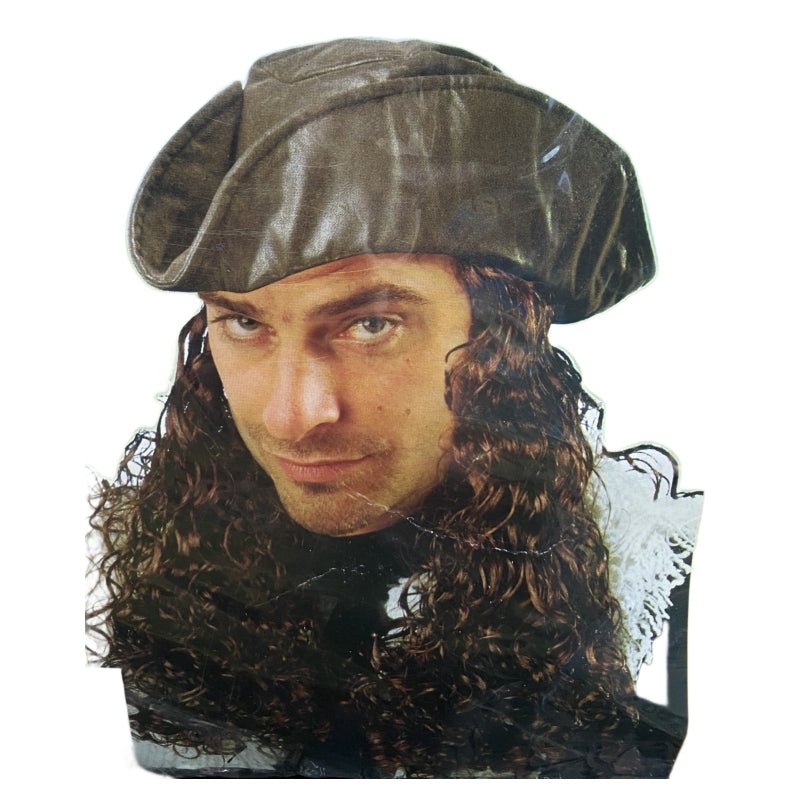 Captain's Hat and Wig Combo for Pirate-Themed Parties - One Size - SuperSaverAU - view 1