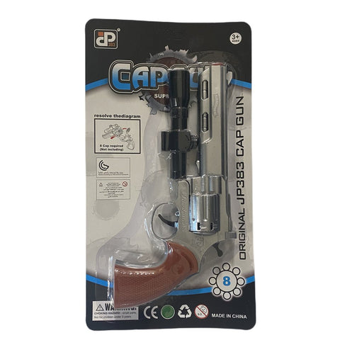 8-Shot Toy Cap Gun - Silver with 144 Caps - SuperSaverAU - view 2