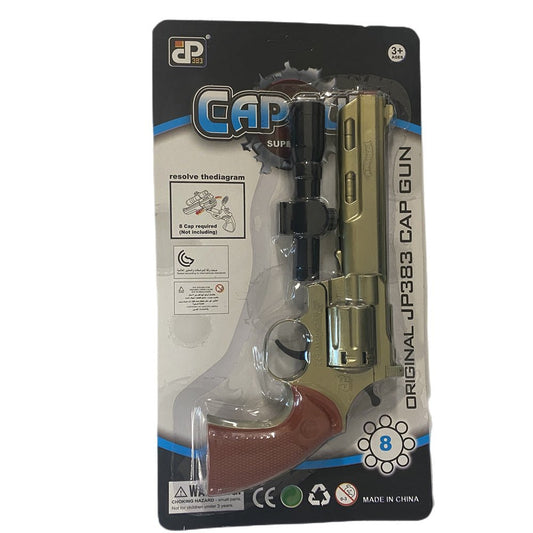 8-Shot Toy Cap Gun - Black with 144 Caps