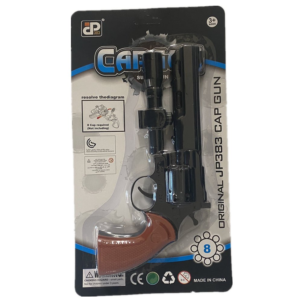 8-Shot Toy Cap Gun - Black with 144 Caps