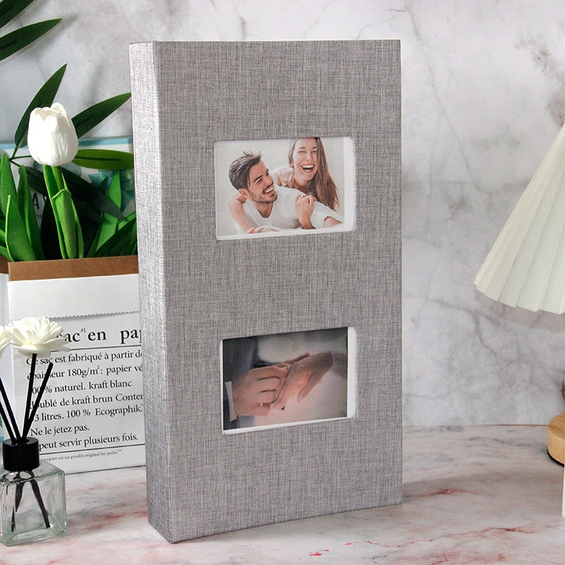 Large 300-Pocket 6 Inch Photo Album - Luxurious Cover - Beige