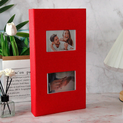 Large 300-Pocket 6 Inch Photo Album - Luxurious Cover - Red