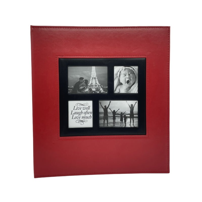 Extra Large Leather Photo Album - 600-Pocket - Red