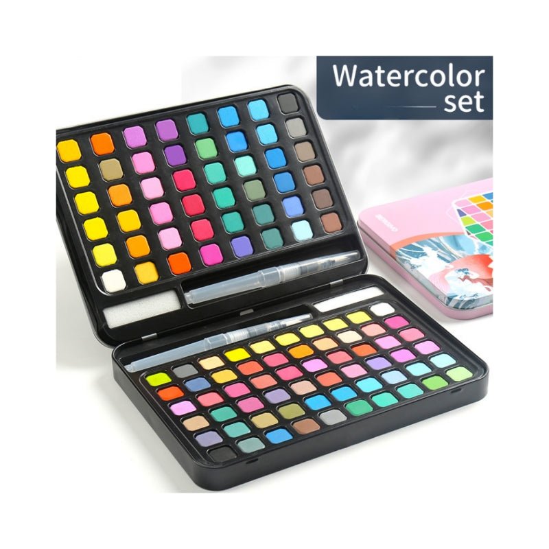 Portable 60-piece Concentrated Colour Block Paint Set with Brush - SuperSaverAU - view 1