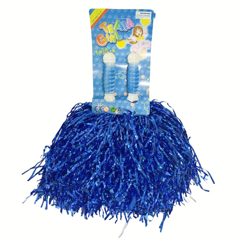 4 Sets/8pcs Metallic Cheerleading Pom Poms for Girls - Blue, Lightweight & Durable - SuperSaverAU - view 3