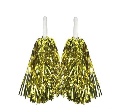 4 Sets/8pcs Metallic Cheerleading Pom Poms - Gold for Dance & Party - SuperSaverAU - view 1