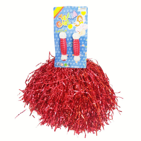 Pink Metallic Cheerleading Pom Poms - 4 Sets/8pcs for Dance Parties - SuperSaverAU - view 2