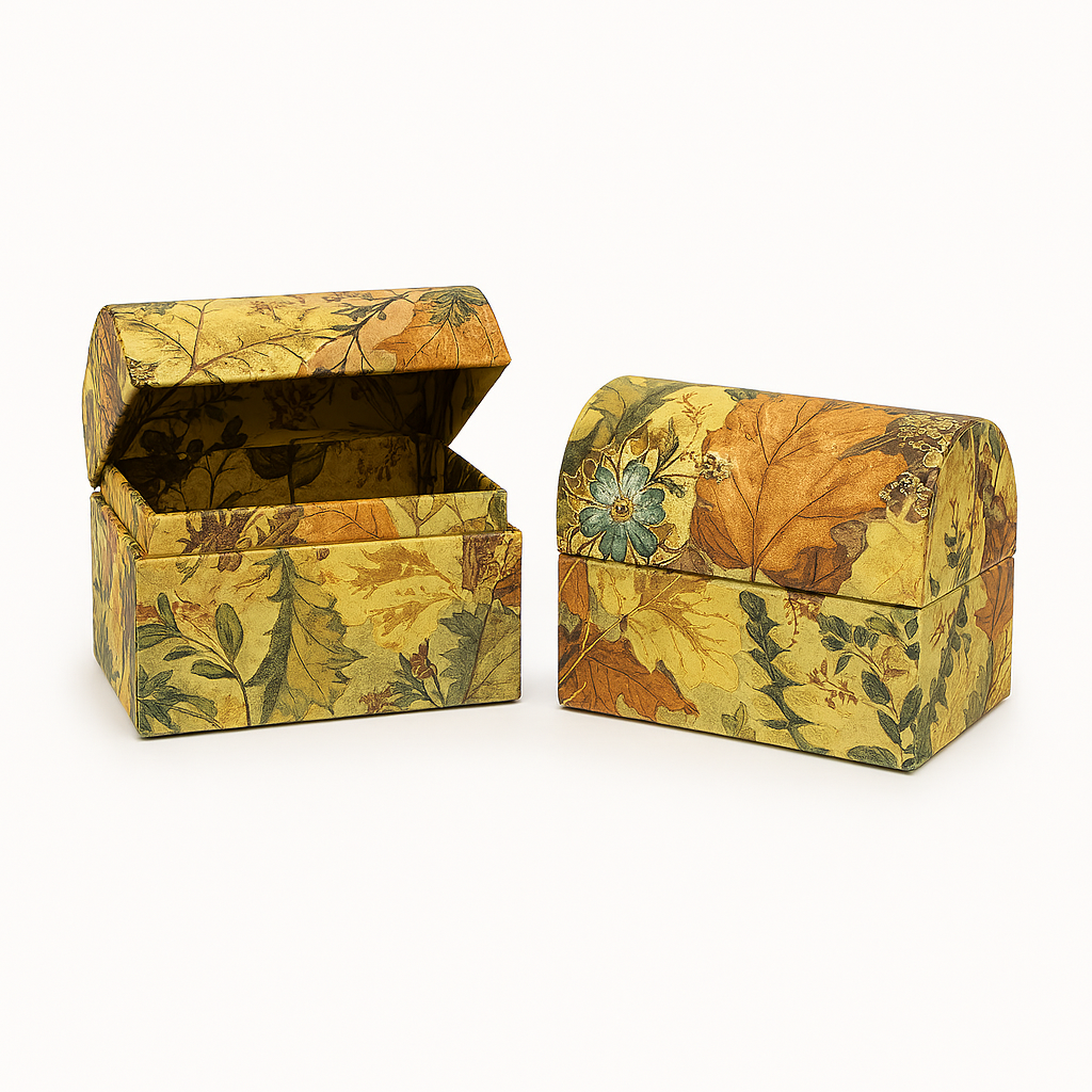 Premium Decorative Floral Storage Boxes – Autumn Leaf Pattern 2 Pack