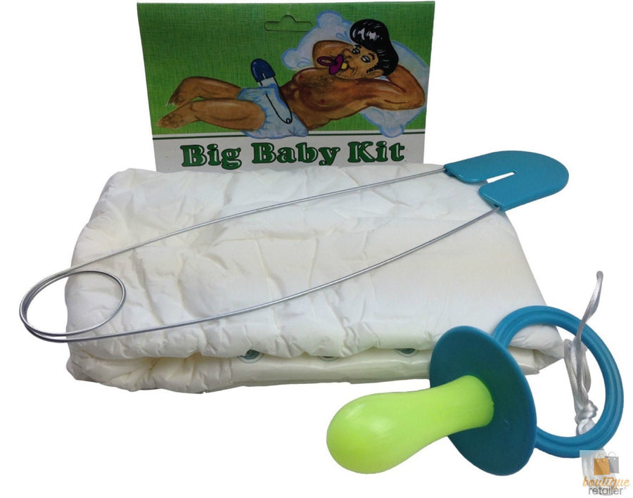 ADULT BABY COSTUME - Fancy Dress Big Giant Diaper Dummy Nappy Jumbo Pin - SuperSaverAU - view 1