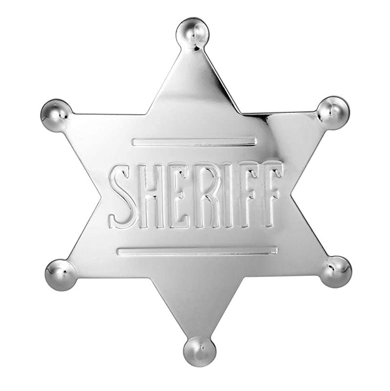 Metal Sheriff Badge - Assorted Colours - Silver - Durable for Costume Parties - SuperSaverAU - view 1