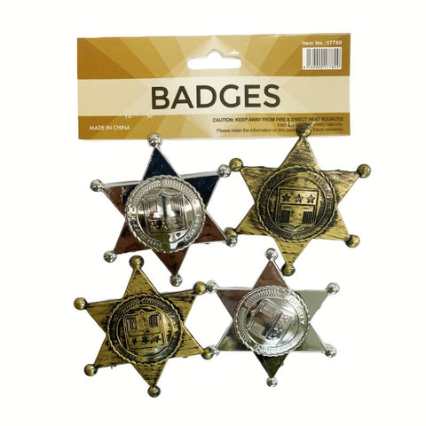 4-Pack Plastic Sheriff Badges - Party Fun Accessory - SuperSaverAU - view 2