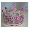 Premium Princess for the Day Silver Rhinestone Tiara with Pink Lettering