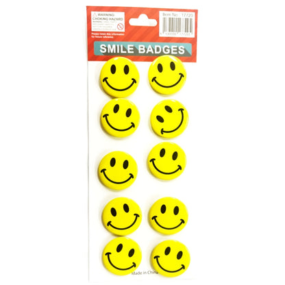 Smiley Face Badges - Small 3cm - 10 Pack