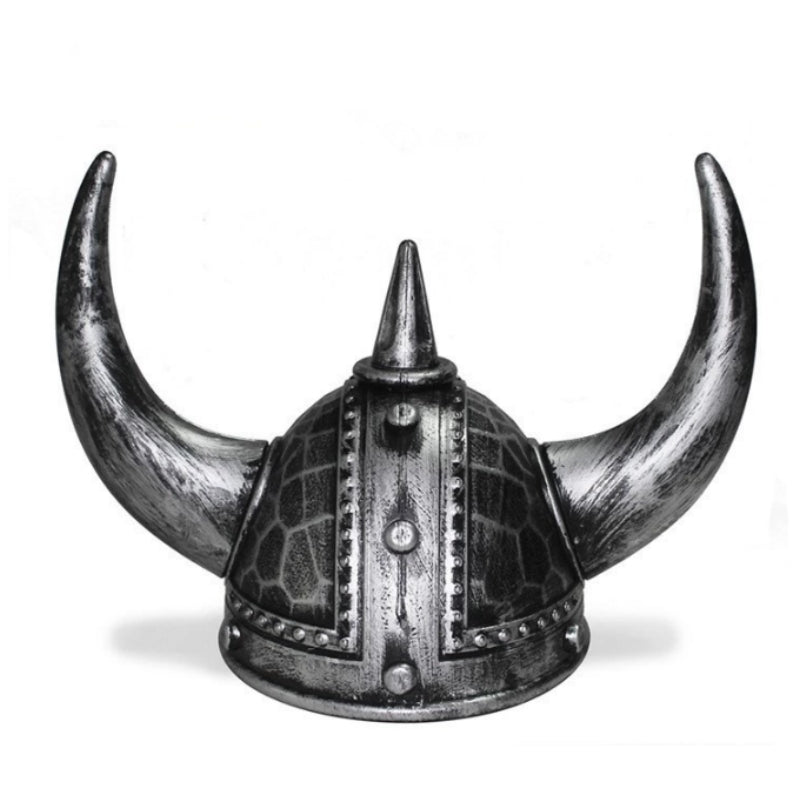 Viking Helmet Medieval Viking Horned Hat Warrior Costume Hat Cosplay-Silver Black