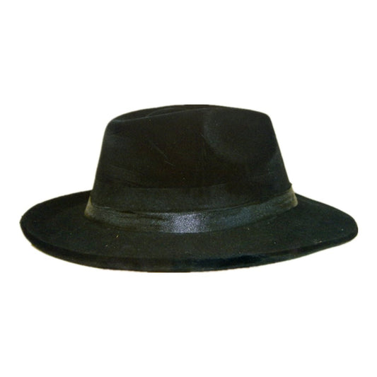 Black Flock Gangster Hat - Stylish Accessory