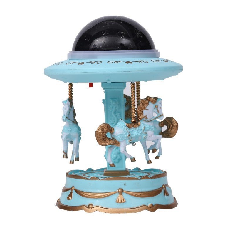 Blue Music Box Carousel Horse with LED Lights - Kid's Gift - SuperSaverAU - view 2