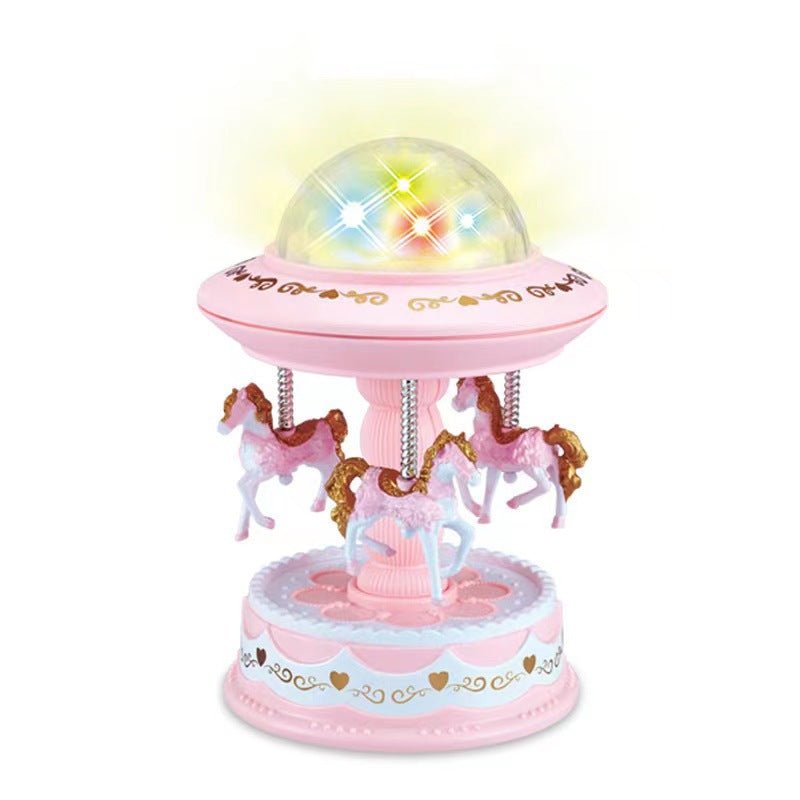 Premium Musical Carousel Horse Music Box with LED - Pink