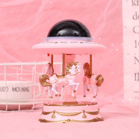 Premium Musical Carousel Horse Music Box with LED - Pink - SuperSaverAU - view 2