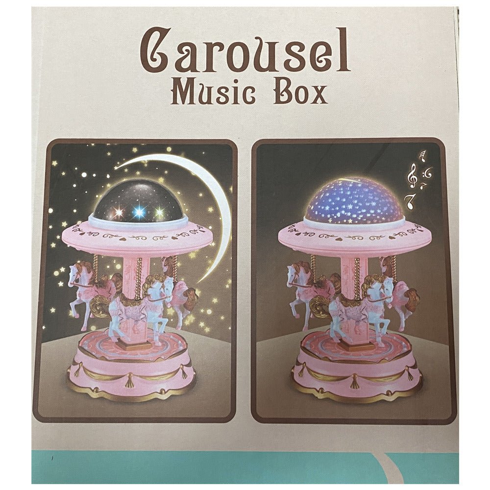 Premium Musical Carousel Horse Music Box with LED - Pink