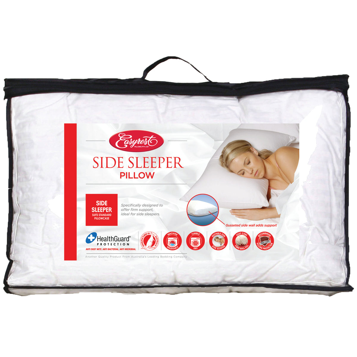 Easy Rest Side Sleeper Pillows - Gusseted, Ball Fibre, Machine Washable - SuperSaverAU - view 1