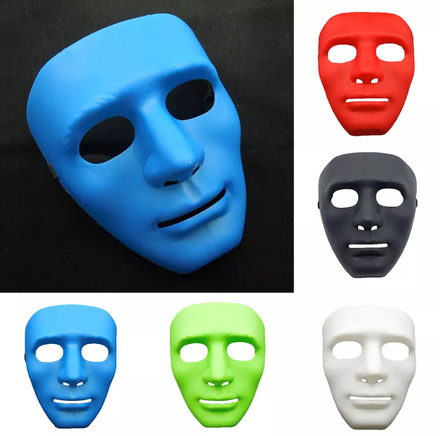 Premium 2x Robot Plain Purge Style Halloween Masks - Blue & White