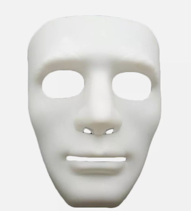Premium 2x Robot Plain Purge Style Halloween Masks - Blue & White