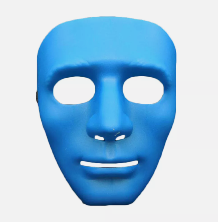 Premium 2x Robot Plain Purge Style Halloween Masks - Blue & White