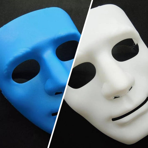 Premium 2x Robot Plain Purge Style Halloween Masks - Blue & White