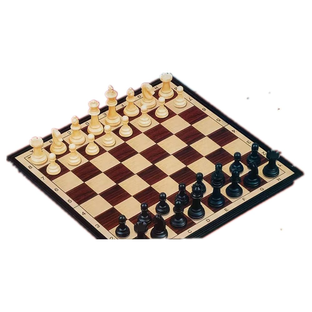 Chess Set Game with Magnetic Storage Box - Black and White