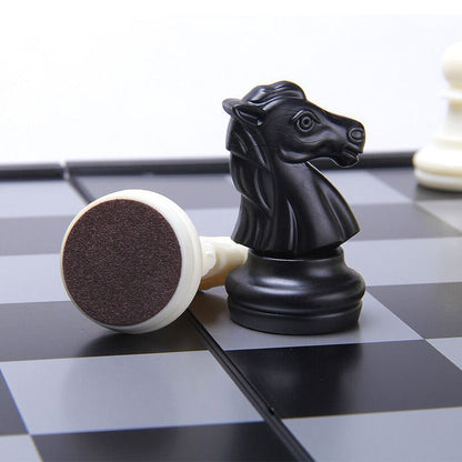 Chess Set Game with Magnetic Storage Box - Black and White