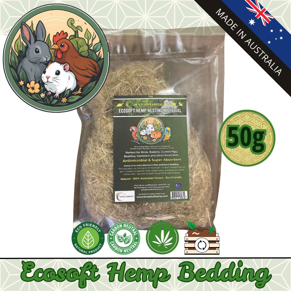 Vital Habitat Hemp Absorbent Nest Material | 50g | 2 Pack + Free Shipping