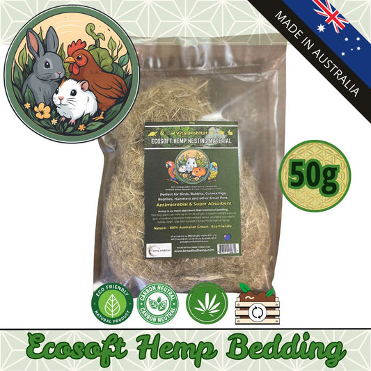 Vital Habitat Hemp Absorbent Nest Material | 50g | 2 Pack + Free Shipping