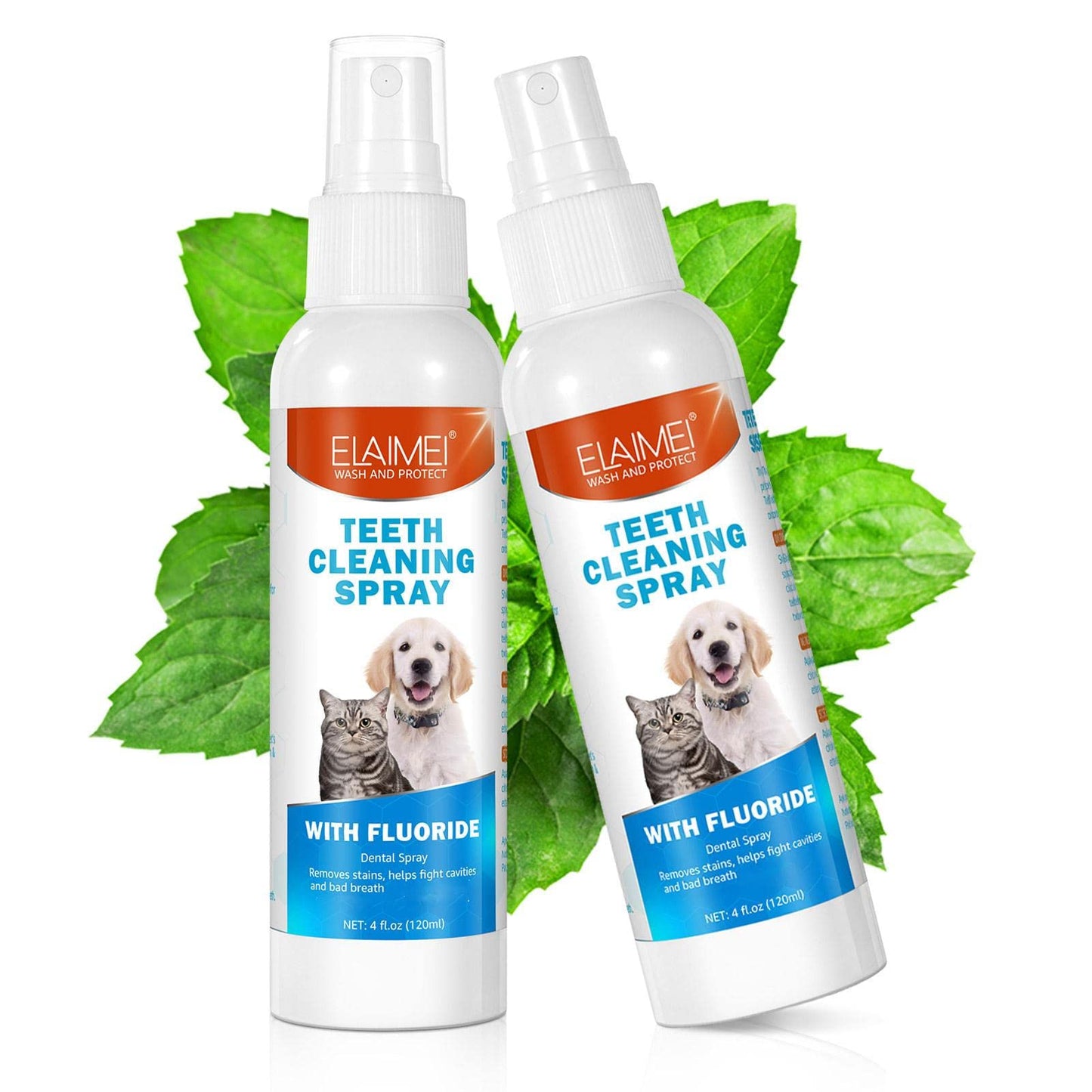 2 Pcs Pet Oral Breath Freshener Spray 120ML - Freshens Breath & Promotes Dental Health