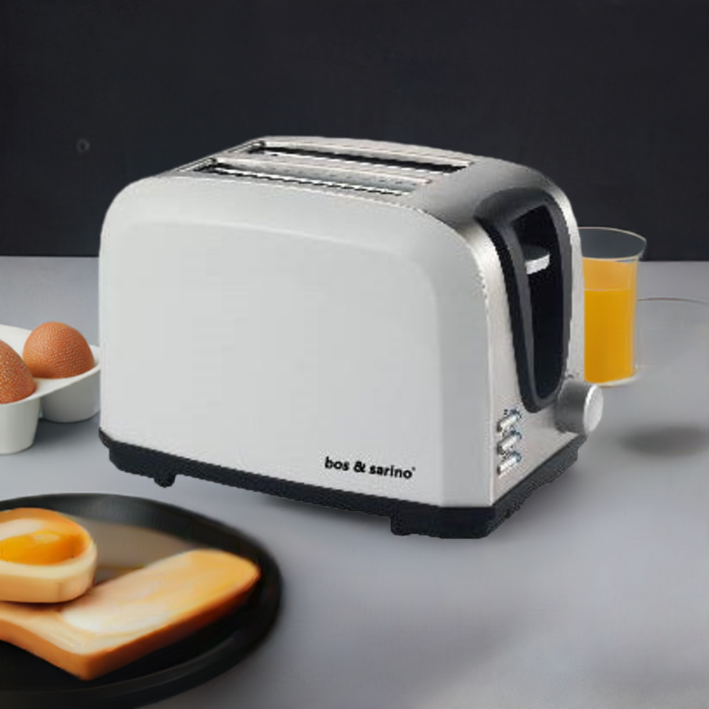 BOS & SARINO 2 Slice White Toaster with Browning Control