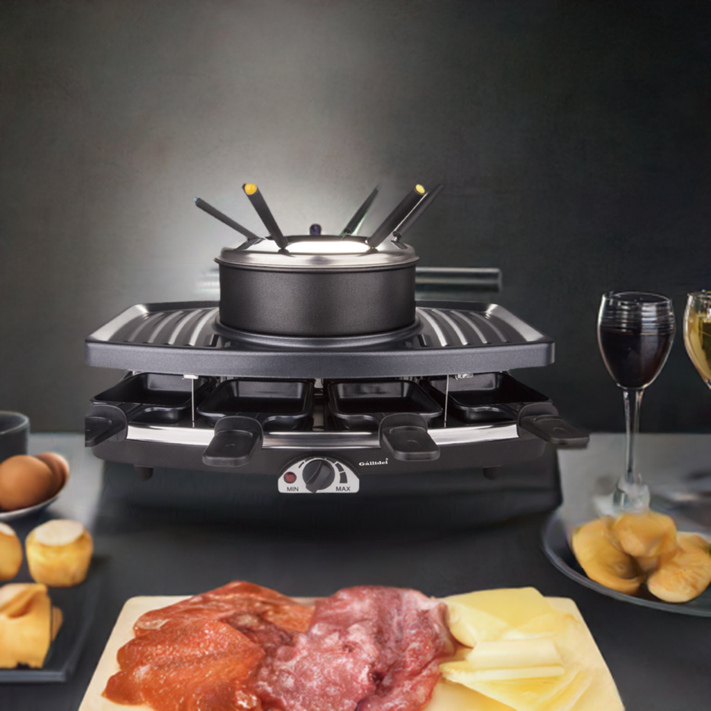 GALLIDEI Fondue & Raclette Grill with 1.6L Pot