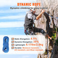 Premium Blue 10.2mm Dynamic Climbing Rope 40m with Steel Snap Hooks