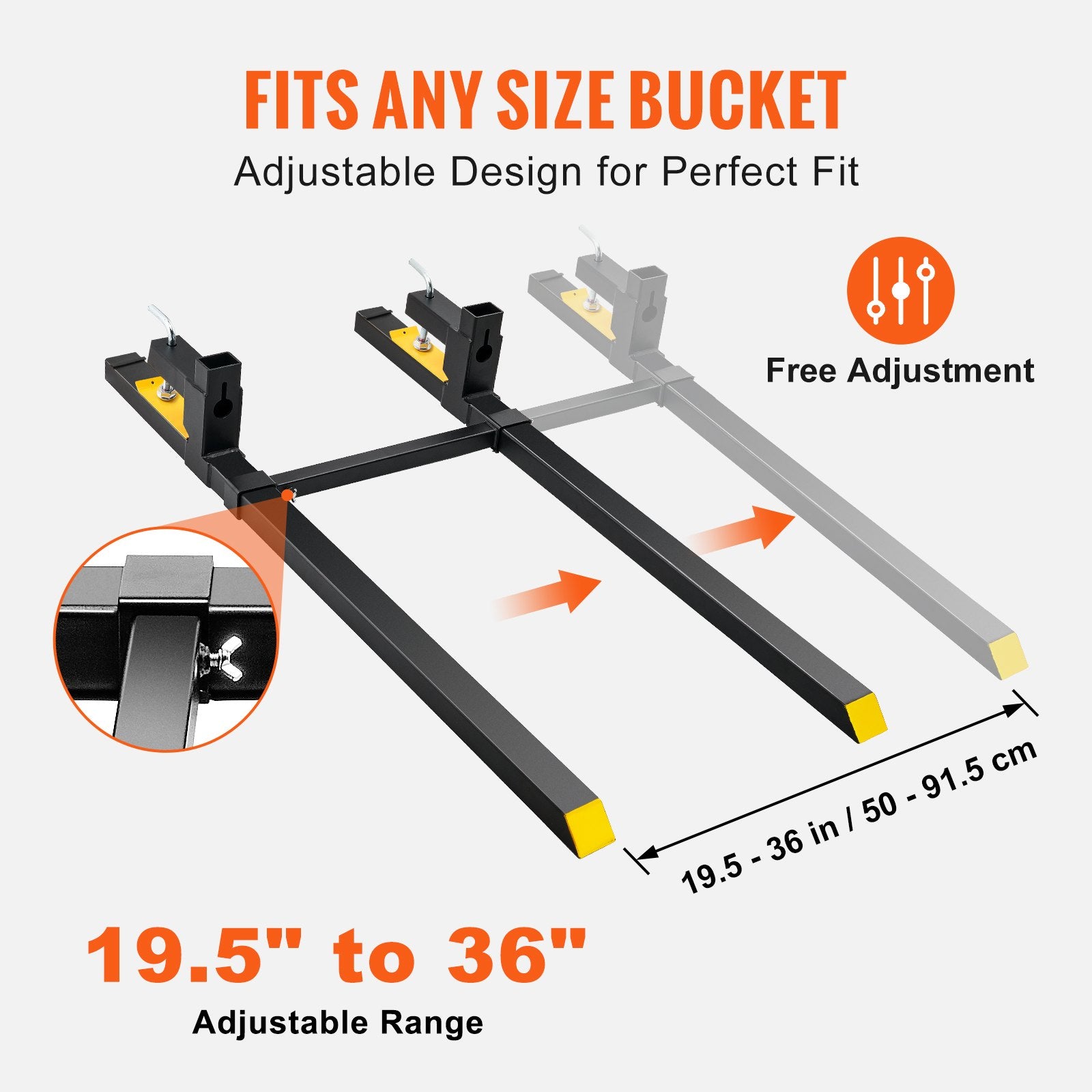 Premium 907kg Clamp On Pallet Forks with Stabilizer Bar 1490mm