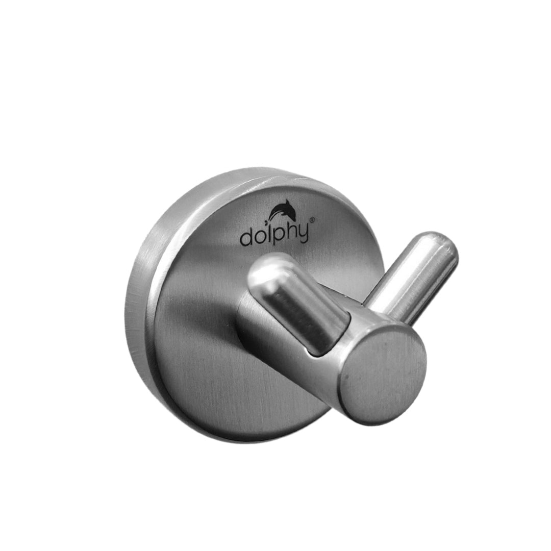 Premium Double Robe Hook – Brushed Silver 50 x 50mm