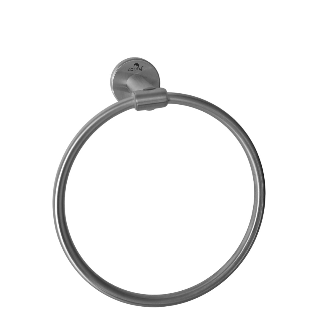 Premium Round Hand Towel Ring – Brushed Silver 175mm